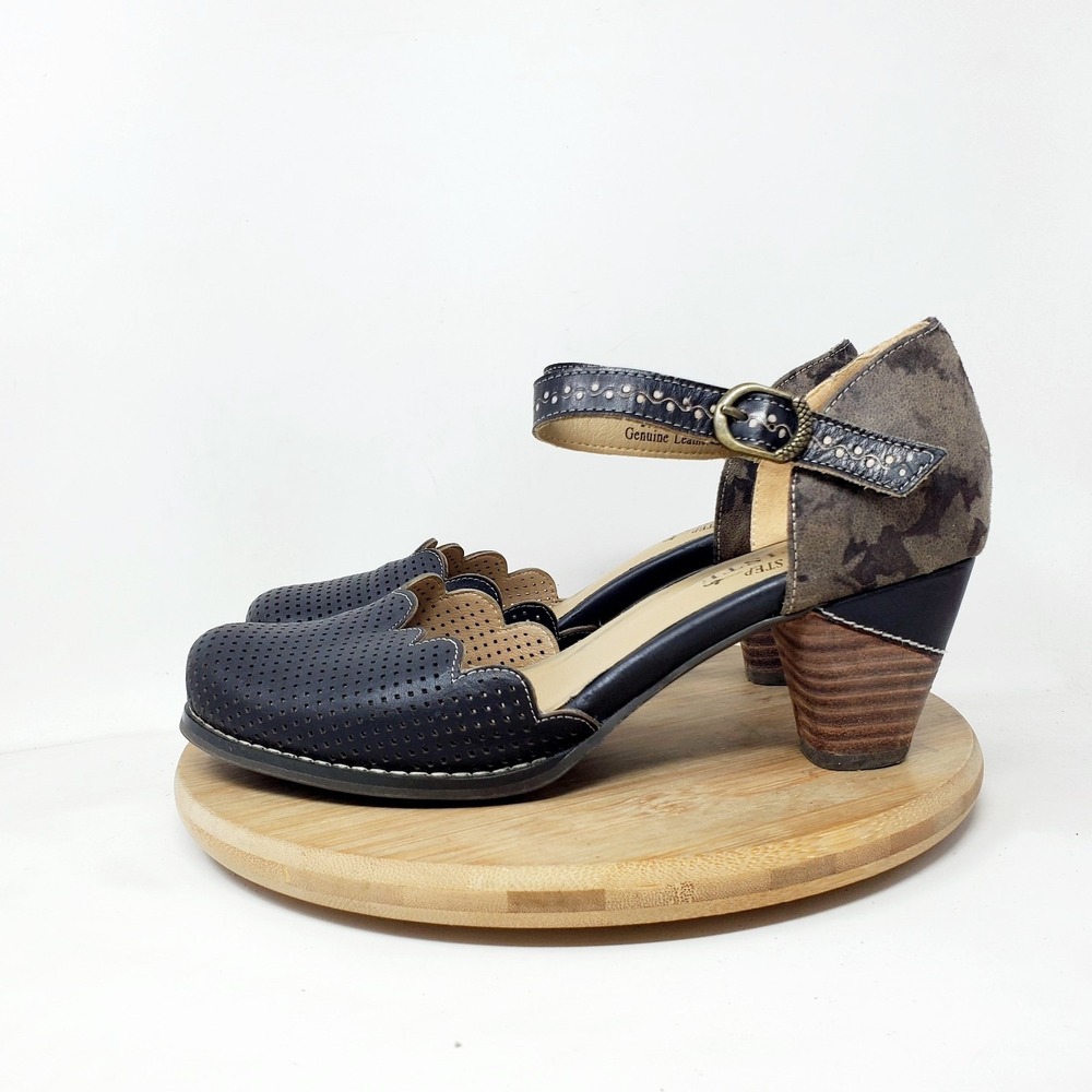 L'Artiste Parchelle Mary Jane Heel Shoes Womens 37 Black Pinup Rockabilly Sandal